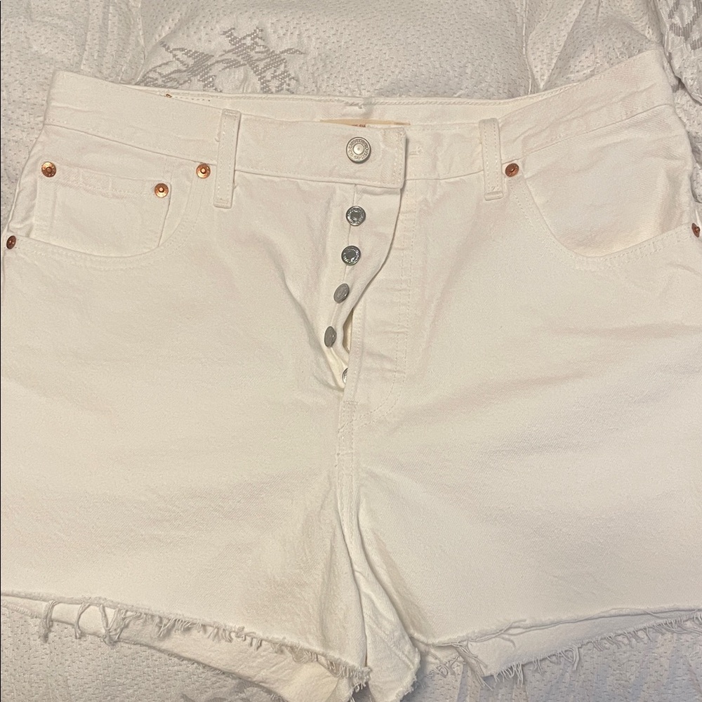 Levi's Cream High Waist Denim Shorts